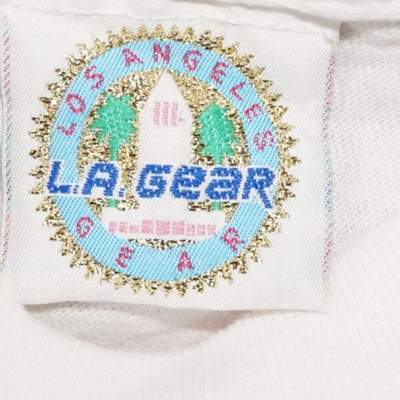 Vintage L.A. Gear Los Angeles Cropped Graphic T-Shirt White Red Logo  Size 21x18 - Picture 3 of 7